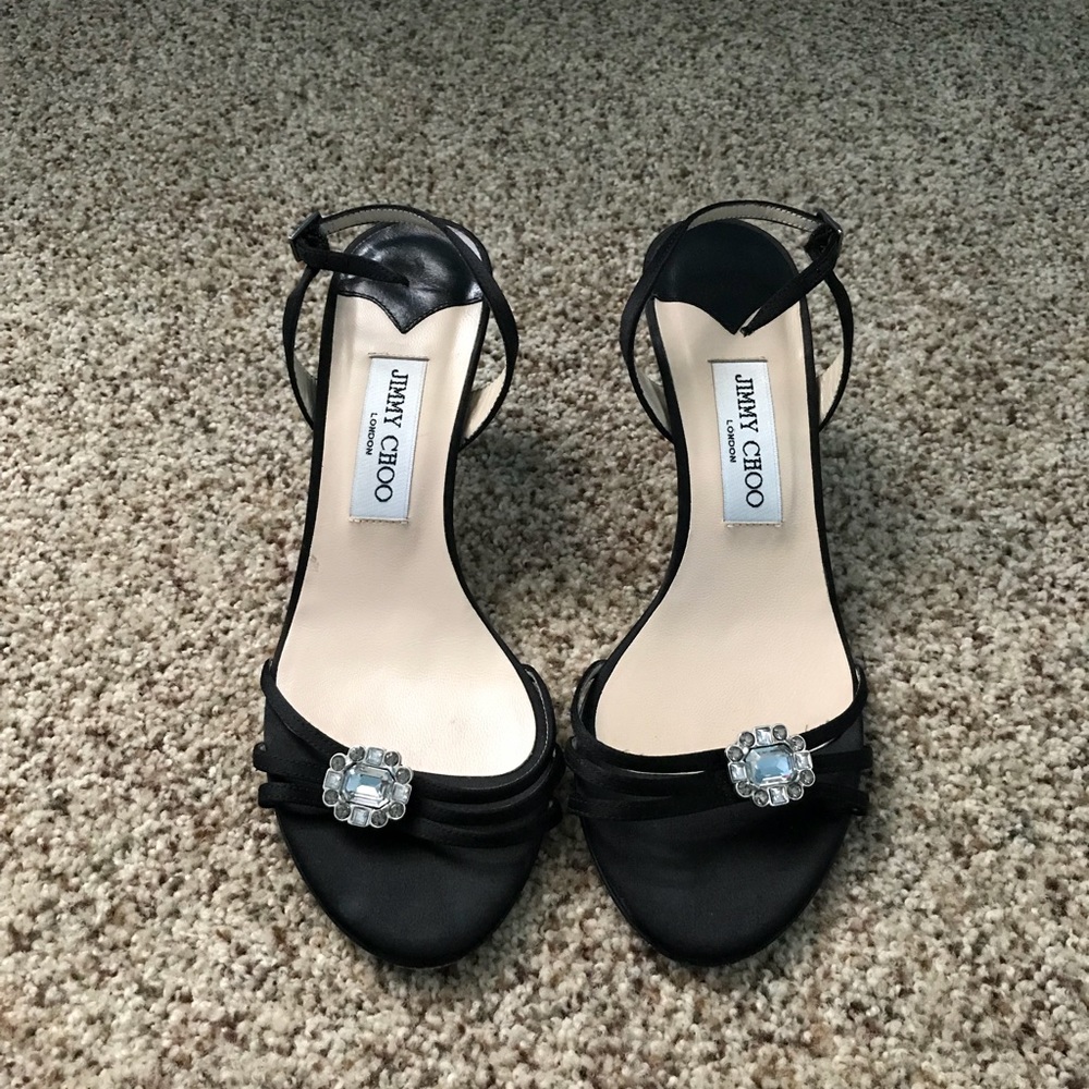 Black satin jimmy choo heels